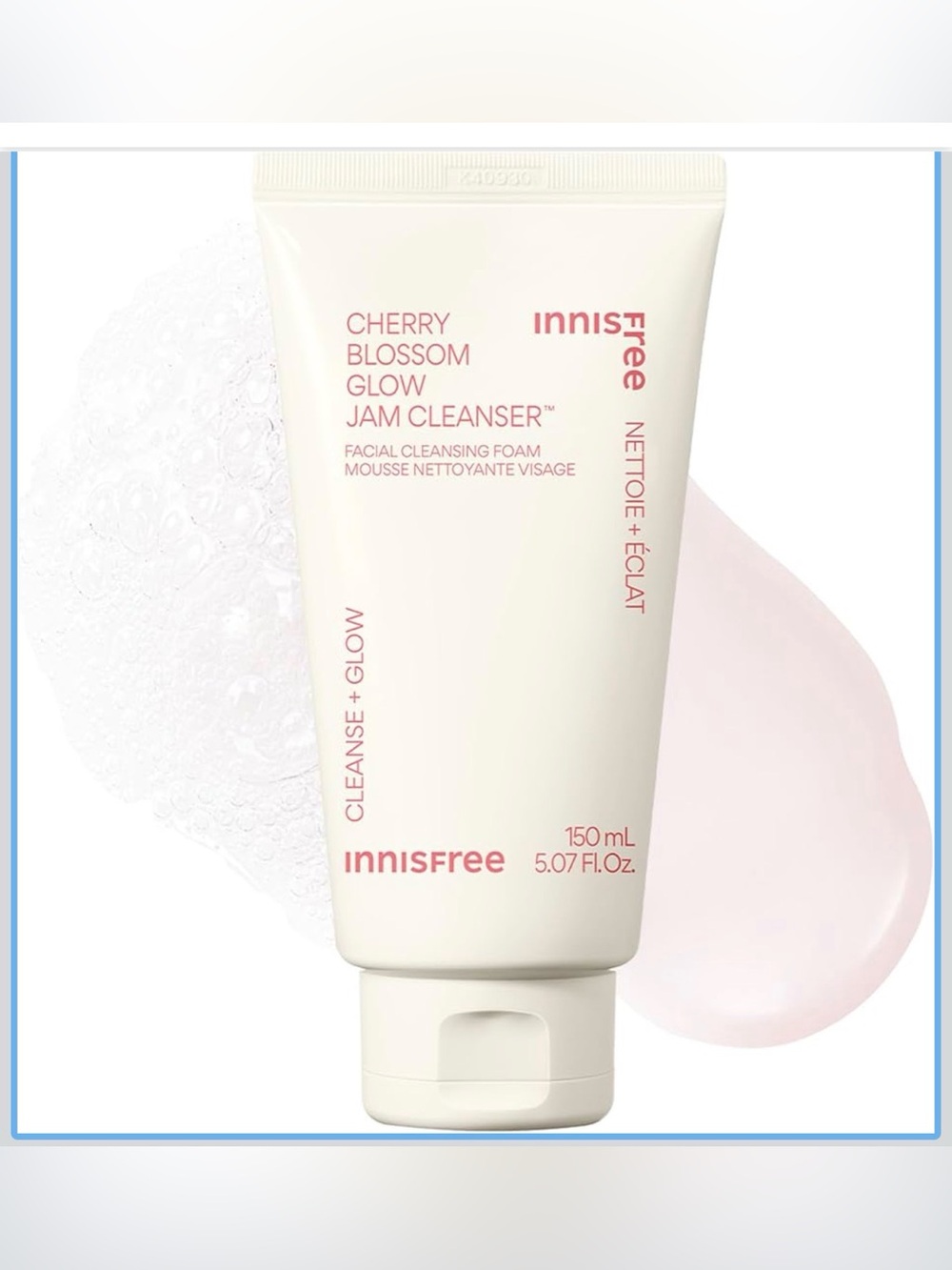 Innisfree Cherry Blossom Glow Jam Facial Cleansing Foam Gel Sulfate-Free